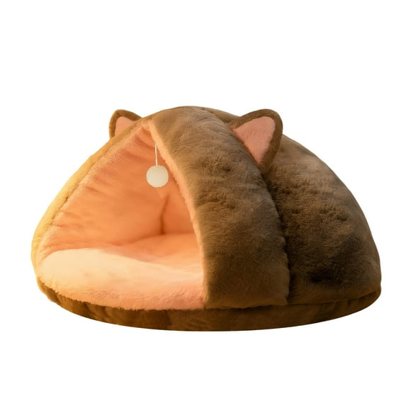 Plush Hooded Cat Bed, Calming Nest, Self-Warming Cave, Cozy Cave for Indoor Cats or Small Dogs, Cozy Cat Cave Bed - Indoor Cat Tent