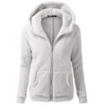 thumbnail image 1 of Plush Hooded Tops For Women Winter Fleece Zip Up Jacket Coat Warm Solid Plus Size Long Sleeve Outwear With Pockets, 1 of 7