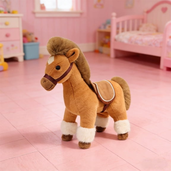 Plush Horse Figurine - Simulated Race Stuffed Doll, Zodiac Horse Ornament, Durable Soft Plush Toy, Perfect 2026, Valentine's Day & Easter Gift for Horse Lovers, Festive Home Decor, 11.8in