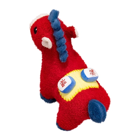 Plush Horse Figurine - Year Of The Horse Mascot, Lucky Rider Design, Red & Blue Color Scheme, Soft Stuffed Toy For Decoration, Gifting At Anniversaries, S, Teens