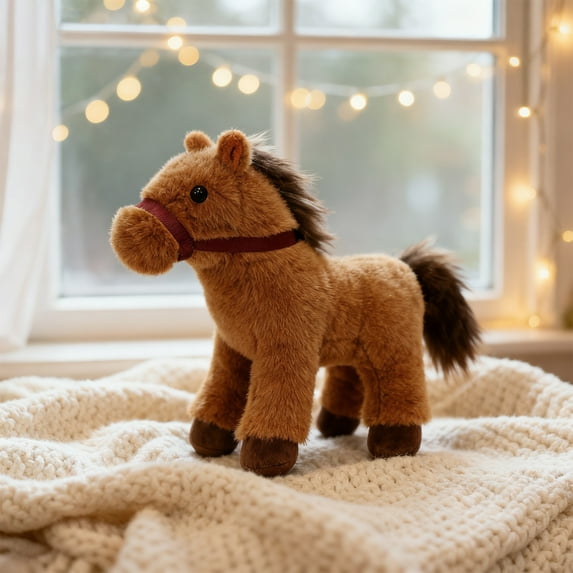 Plush Horse Stuffed Animal, Soft Cuddle Toy With Fuzzy Fur, Comfy Pillow For Kids Sleeping, Gift For Children, Boys, Girls - Camel Color, No Tags