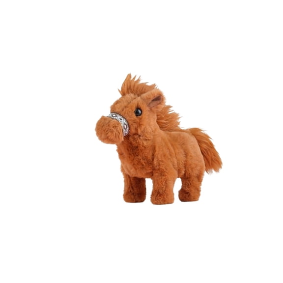 Plush Horse Stuffed Animal Toy - Soft Coffee Brown Plush Fabric, Realistic Horse Shape with Bridle Detail, Huggable Cuddly Design - For Kids, Toddlers, Nursery Decoration, Playroom, Birthday Gift, Xm