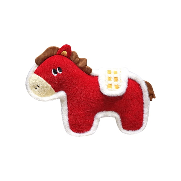 Plush Horse Throw Pillow, Lunar New Year of The Horse Cushion, Soft Fuzzy Stuffed Animal Decor for Sofa, Bedroom, Car, Holiday Festival Decoration & Gift