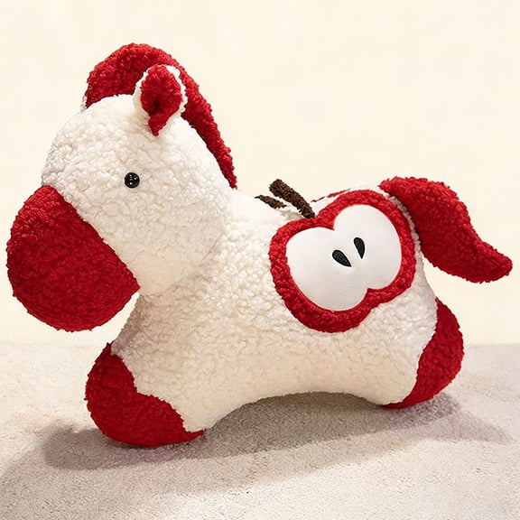 Plush Horse Throw Pillow, New Year Holiday Animal Stuffed Cushion, Soft Fuzzy Stuffed Animal Decor for Sofa, Bedroom, Car, Holiday Festival Decoration & Gift (B)