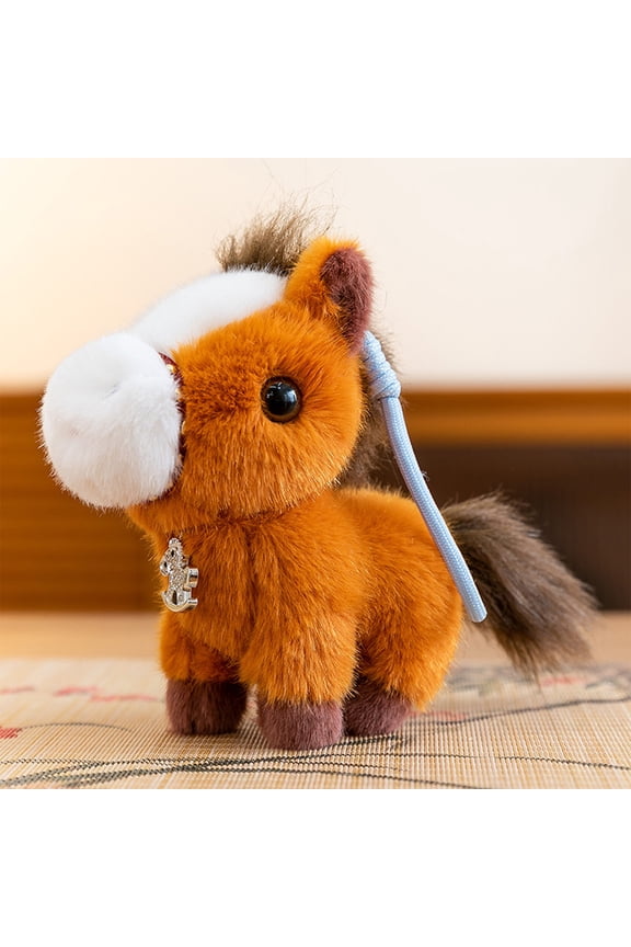 Plush Horse Toy 2026 Year of the Horse Mascot, 7.09 Inch Stuffed Animal Doll for Bag Charm and Home Decor, Lunar New Year Gift for Loved Ones(Brown)