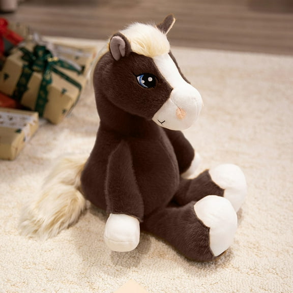 Plush Horse Toy under $5! Xqxayjr Simulation Running Pony Plush Toy, Chinese Zodiac Horse Year Mascot Doll, Soft Stuffed Animal for Kids, Collectors, and Birthday Gift