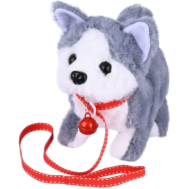 WorWoder Plush Husky Dog Toy Puppy Electronic Interactive Pet Dog - Walking, Barking, Tail Wagging, Stretching Companion Animal for Kids (Husky Dog)