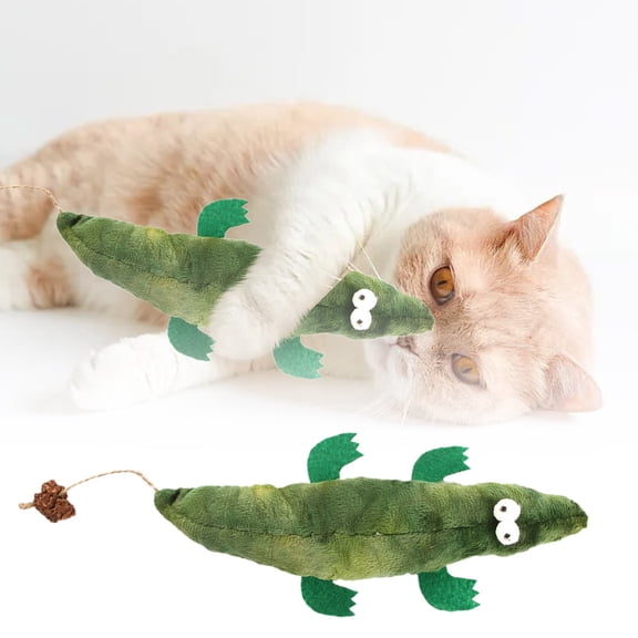 Plush Interactive Squeaky Cat Toy Pet Chew Toy for Small Animals Squirrels Rabbits Hamsters Green 25x4.5cm