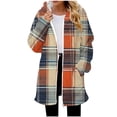 thumbnail image 1 of Plush Jackets For Women Full Zip Hooded Plaid Long Cardigan Casual Loose Thermal Winter Outwear With Pockets (L, Khaki), 1 of 4