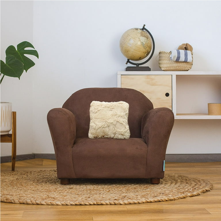 Plush Keet Children s Chair Brown with accent pillow