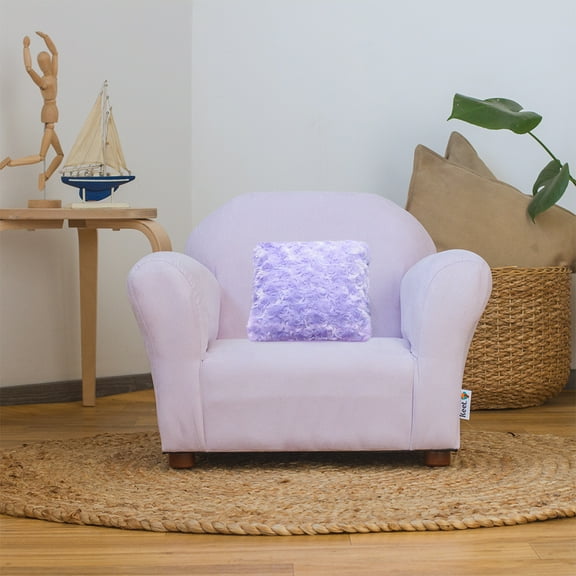 Plush Keet Children's Chair Lavander, with accent pillow