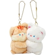 Plush Keychain, 2pcs/set Magnetic Cat Keychain Korean Style Cartoon Couple Pendants Cute Animal Keyring Bag Charms Car Key Accessories For Women