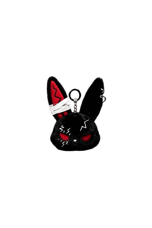 Plush Keychain 5.5 Inch Black Gothic Punk Bunny Bag Charm Alternative Gift for Everyday Use