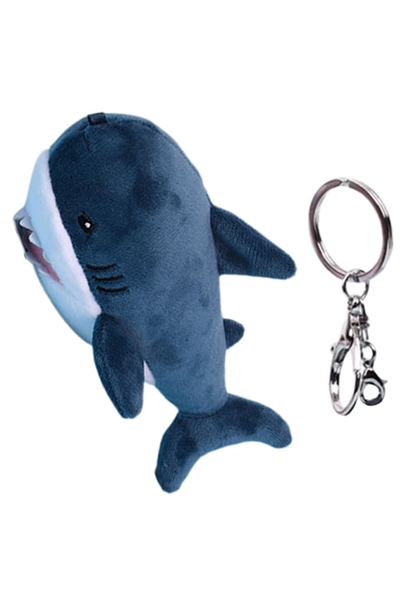 Soft Plush Dark Blue Shark Keychain, Unique Design Bag and Key Charm Accessory for Kids and Adults