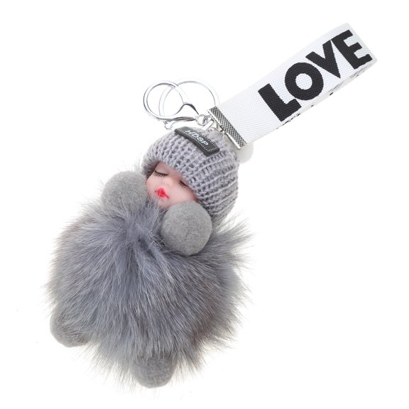 Plush Keychain Sleeping Baby Handbag Charm Decorations Pendant Soft Lovely Keyring Clip for Backpacks Phones Kids Gift
