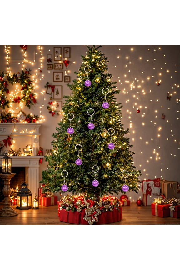 Plush Keychain with Metal Ball – Cute Car Key Ring & Bag Charm for Holiday Gifts (3.35 inch) Purple