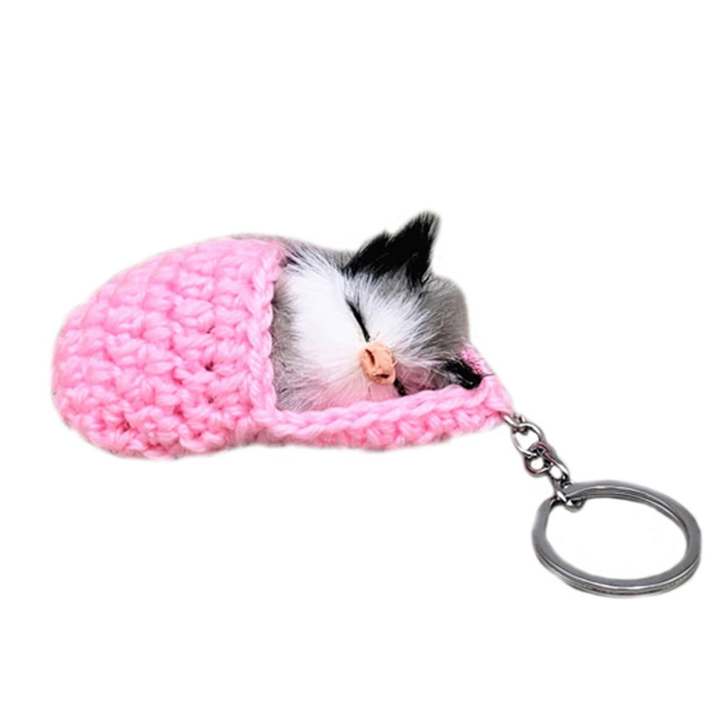 Plush Keychains Backpacks Cute Keyring Sleeping Cat Keychain Bag ...