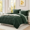thumbnail image 1 of Plush King Size Comforter Set Dark Green, Flannel Velvet Comforter Sets 7 Pieces Bed in a Bag, Soft Warm Winter Bedding Set with Sheets, Pillowcases & Shams, 1 of 12