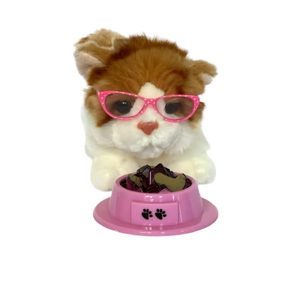 Plush Kitten with Mini Bowl and Glasses