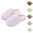 thumbnail image 1 of Plush Knit Women's Slippers with Fuzzy Sole and Non- Grip, Comfortable Cozy House Shoes and Warm Indoor Footwear for Christmas Winter 6 Purple, 1 of 5