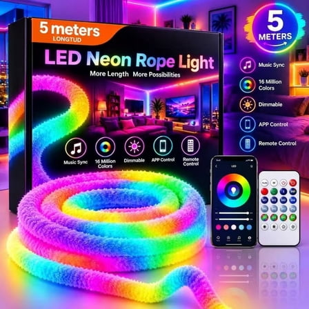 Smart Rope Light AuraLED Remote-Controlled LED Mood Light Strip with Smartphone App – 6. ...