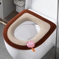 thumbnail image 1 of Plush Lamb Design Thickened Toilet Seat Cover with Handle for Easy Installation, Soft Winter Bathroom Cushion for Year-Round Comfort, Washable Two-Tone Toilet Seat Protector, 1 of 5
