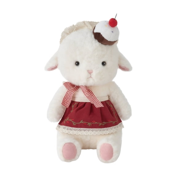 Plush Lamb Toy, 11.0 Inch Cartoon Cake Decorated Stuffed Sheep Doll, 1 Piece Soft Cute Animal Plush, Claw Machine Prizes, Holiday Gift for Kids and Collectors