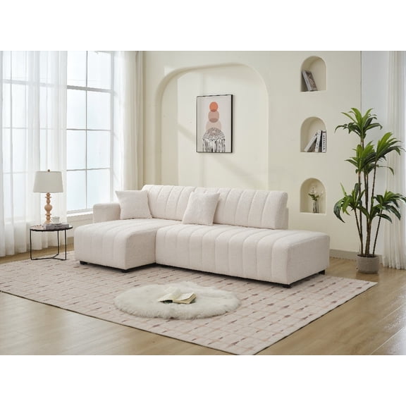 Plush Lamb Wool Left Facing Sectional Sofa by Jessica Lamb with Spacious Chaise