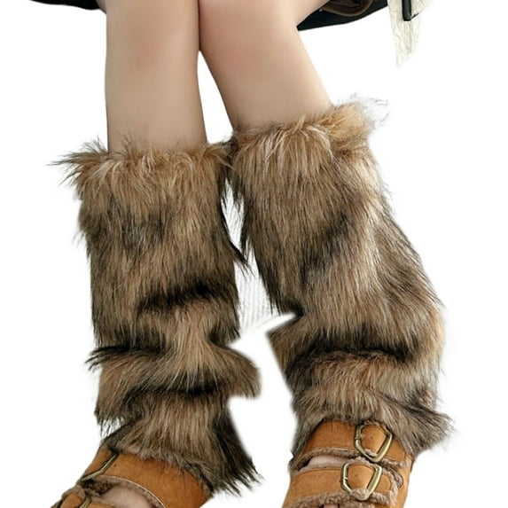 Plush Leg Warmers for Women Furry Winter Boot Toppers Leg Covers Gaiters Vintage Fuzzy Thickened Boot Socks Streetwear