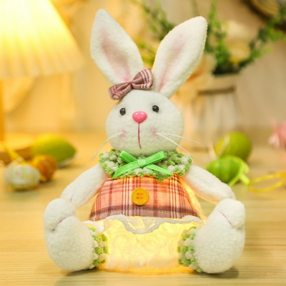 Plush Light-Up Bunny Stuffed Animal, Cute Easter Birthday Gift for Kids, Soft Lop-Eared Plush Toy, Cuddly Indoor Decor, Holiday Party and Nursery Decoration, Battery Operated