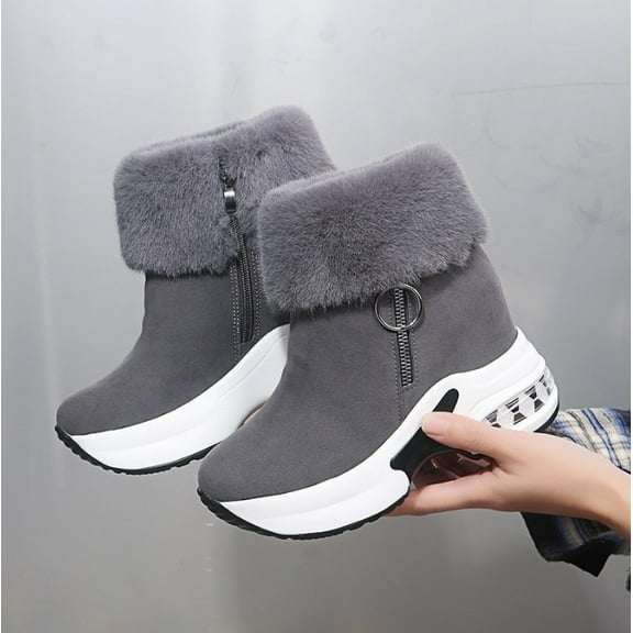 Plush-Lined Ankle Boots for Women, Cozy Korean-Winter Style with a Lightweight Build and Chic Cuffed Collar