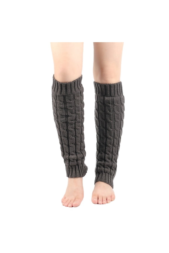 Plush Lined Cable Knit Leg Warmers,Unisex Thermal Boot Cuff Socks,Thick Wool Warm Foot Covers,Fleece Lined Stretch Knit Wind Block Leg Sleeves For Cold Outdoor Daily Wear,Dark Gray