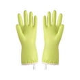thumbnail image 1 of Plush Lined Dishwashing Gloves Thermal Rubber Cleaning Gloves 2-Pair - Cold Proof Waterproof Household Cleaning(Green), 1 of 4