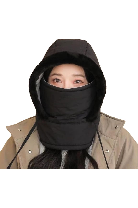 Plush-Lined Thickened Thermal Hat with Face Mask, Unisex Water Resistant Windproof Thermal Ski Mask Scarf,4-in-1 Padded Fleece Thermal Ski Masks(Pink）