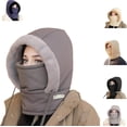thumbnail image 1 of Plush-Lined Thickened Thermal Hat with Face Mask,3-in-1 Windproof Winter Fleece Ski Cold Warm Scarf for Men Women, 1 of 7