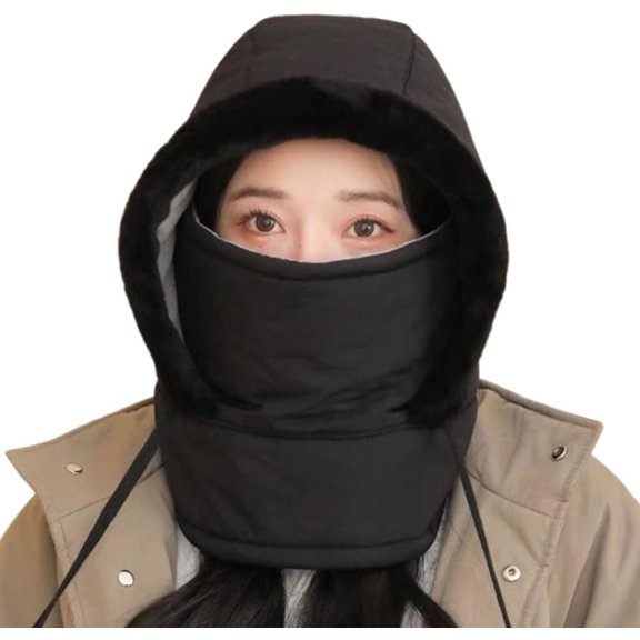 Plush-Lined Thickened Thermal Hat with Face Mask, 3-in-1Windproof Warm Balaclava, Winter Ski Cold Warm Scarf for Men Women
