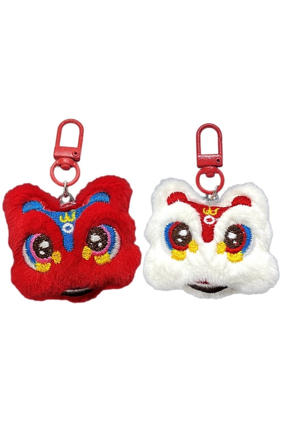 Plush Lion Dance Keychain Chinese Style Animal Cartoon Key Chain Bag Charm Handmade keyrings Jewelry Gift for Women Men