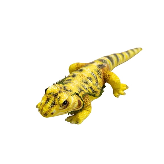 Plush Lizard Toy Chameleon Stuffed Animal Realistic Reptile Wildlife Plush Doll - Soft Plush Material Vibrant Yellow Striped Design Durable Stitching Realistic Look - for Kids Reptile Lovers Bedroom