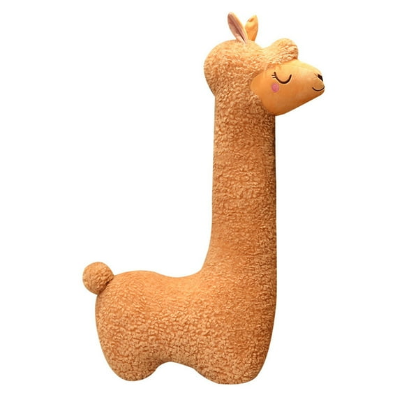 Plush Llama Pillow Super-Long Neck Stuffed Animal Soft Toy for Kids and Adults Huggable Alpaca Cushion for Bedroom Office Decor