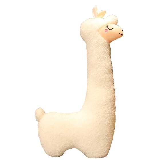 Plush Llama Pillow Super-Long Neck Stuffed Animal Soft Toy for Kids and Adults Huggable Alpaca Cushion for Bedroom Office Decor