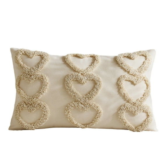 Plush Love Heart Embroidered Valentine's Day Decorative Pillow Cover - Soft Plush Fabric With Love Heart Embroidery Design - For Couples, Romantic Home Decoration, Bedroom Living