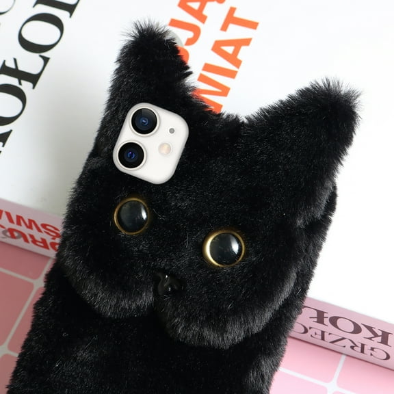 UPOUART Decorative Phone Cover 11 Phone Case Black Plush 1 Piece