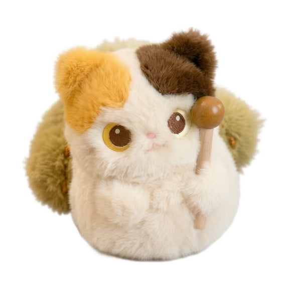 Plush Lucky Cat Stuffed Toy 5.1 Inch Tri-Color Calico Cat Soundable Fortune Kitty Ornament For Home Decoration 1 Pack