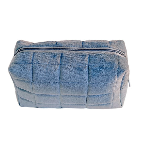Plush Makeup Bag Cosmetic Bag for Women,Zipper Large Solid Color Travel Toiletry Bag - style4