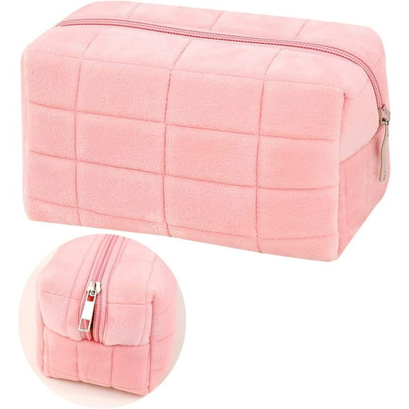 Plush Makeup Bag ,Soft Fuzzy Cosmetic Pouch Travel Toiletry Bag,Multi-Functional Cosmetic Bag,Cute Makeup Brushes Storage Bag for Women Girls Girlfriends