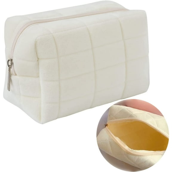 Plush Makeup Bag ,Soft Fuzzy Cosmetic Pouch Travel Toiletry Bag,Multi-Functional Cosmetic Bag,Cute Makeup Brushes Storage Bag for Women Girls Girlfriends