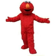 Plush Mascot Costume Compatile with ELmo Red Monster Adult Size for Men & Women Birthday Party