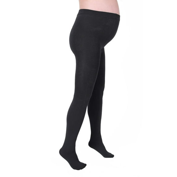 Plush Maternity Fleece-Lined Full-Foot Tights Black