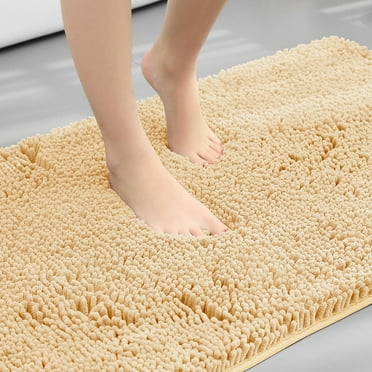 Chenille Bathroom Rugs Non-Slip Bath Mat 24"x16", Washable Soft Shower Mat, for Bathroom Floor & Tub Fluffy Shaggy Rug, Durable Thick Water Absorbent Microfiber Plush Rugs