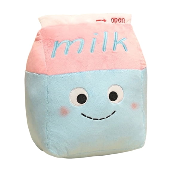 Plush Milk Carton Pillow 1Pc, Soft Stuffed Cushion With Embroidered Face, Cartoon Style Plush Toy Throw Pillow For Home Sofa Bed